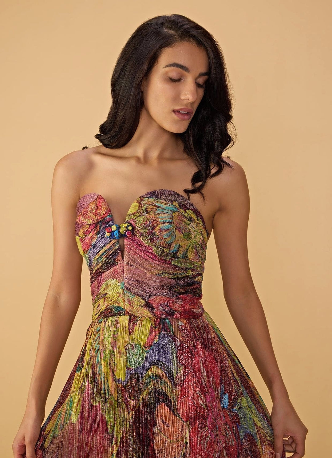 Multicolour Printed Strapless Gown Saaksha & Kinni - Fabilicious Fashion