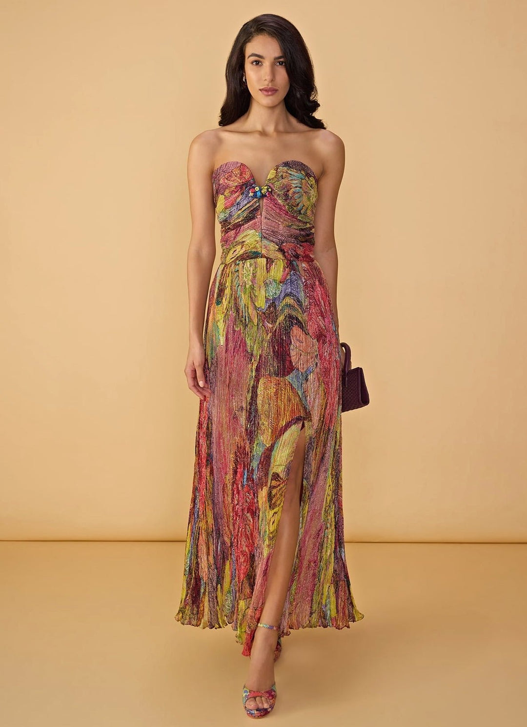 Multicolour Printed Strapless Gown Saaksha & Kinni - Fabilicious Fashion