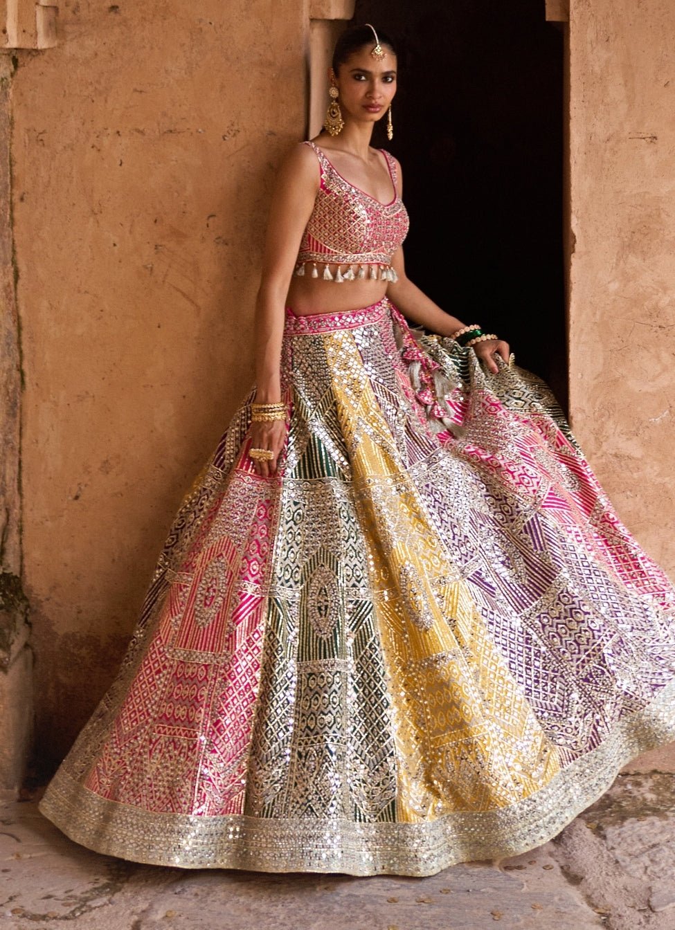 Angad Singh Multicolour Raw Silk Lehenga SetFabilicious Fashion
