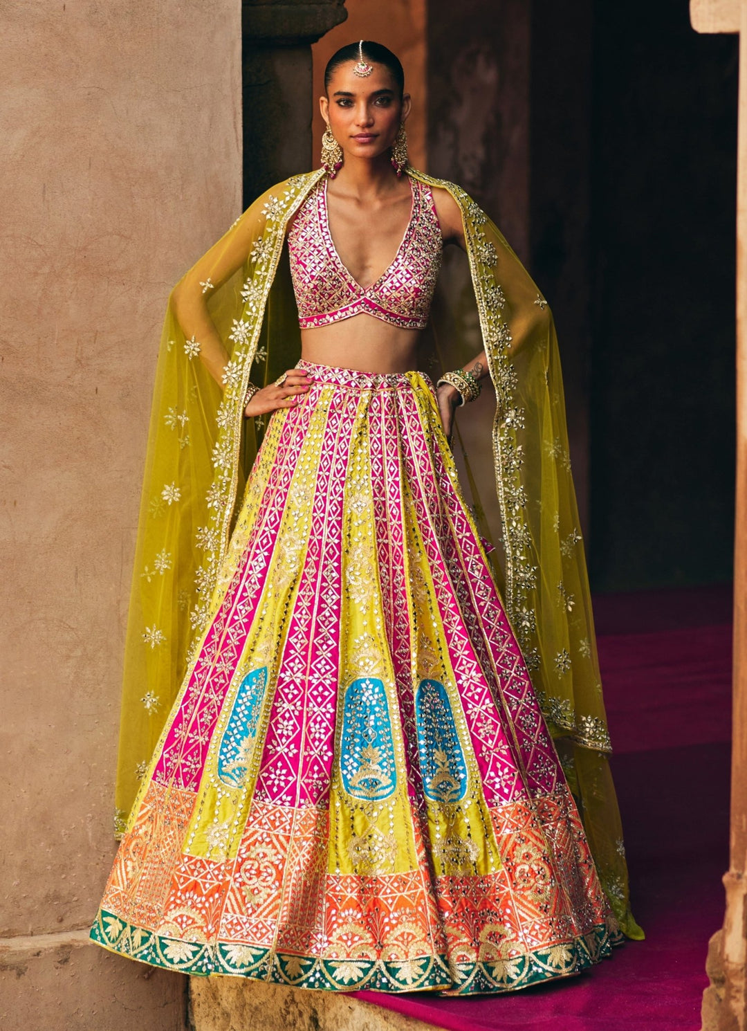 Multicolour Raw Silk Lehenga Set Angad Singh - Fabilicious Fashion