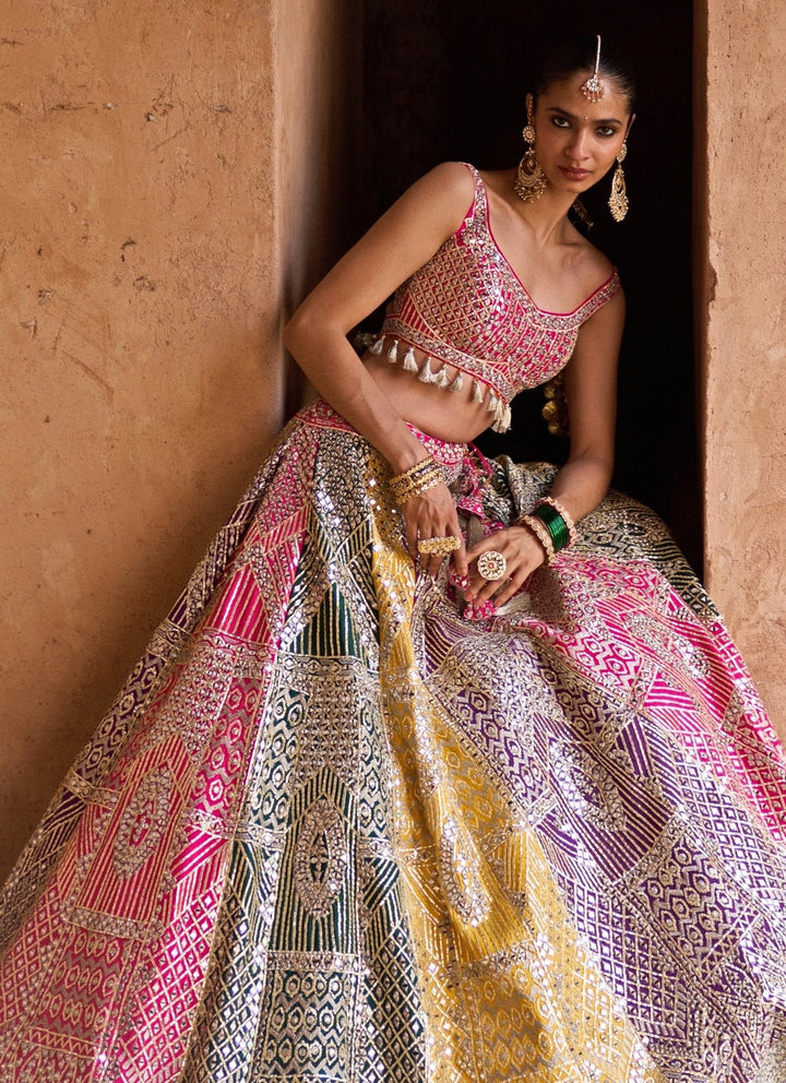 Angad Singh Multicolour Raw Silk Lehenga SetFabilicious Fashion