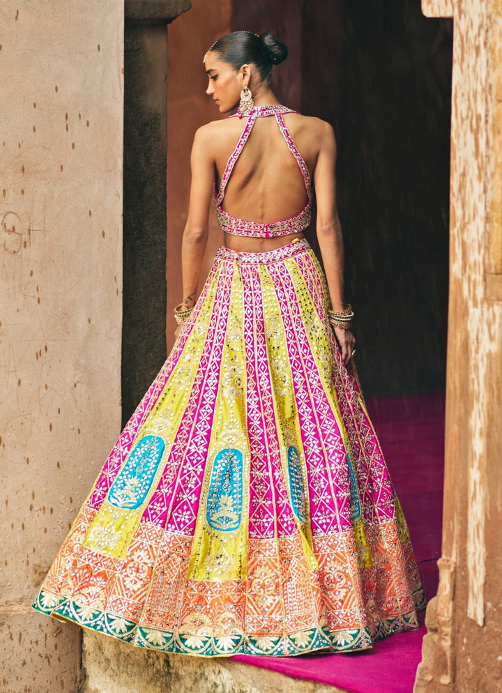 Multicolour Raw Silk Lehenga Set Angad Singh - Fabilicious Fashion