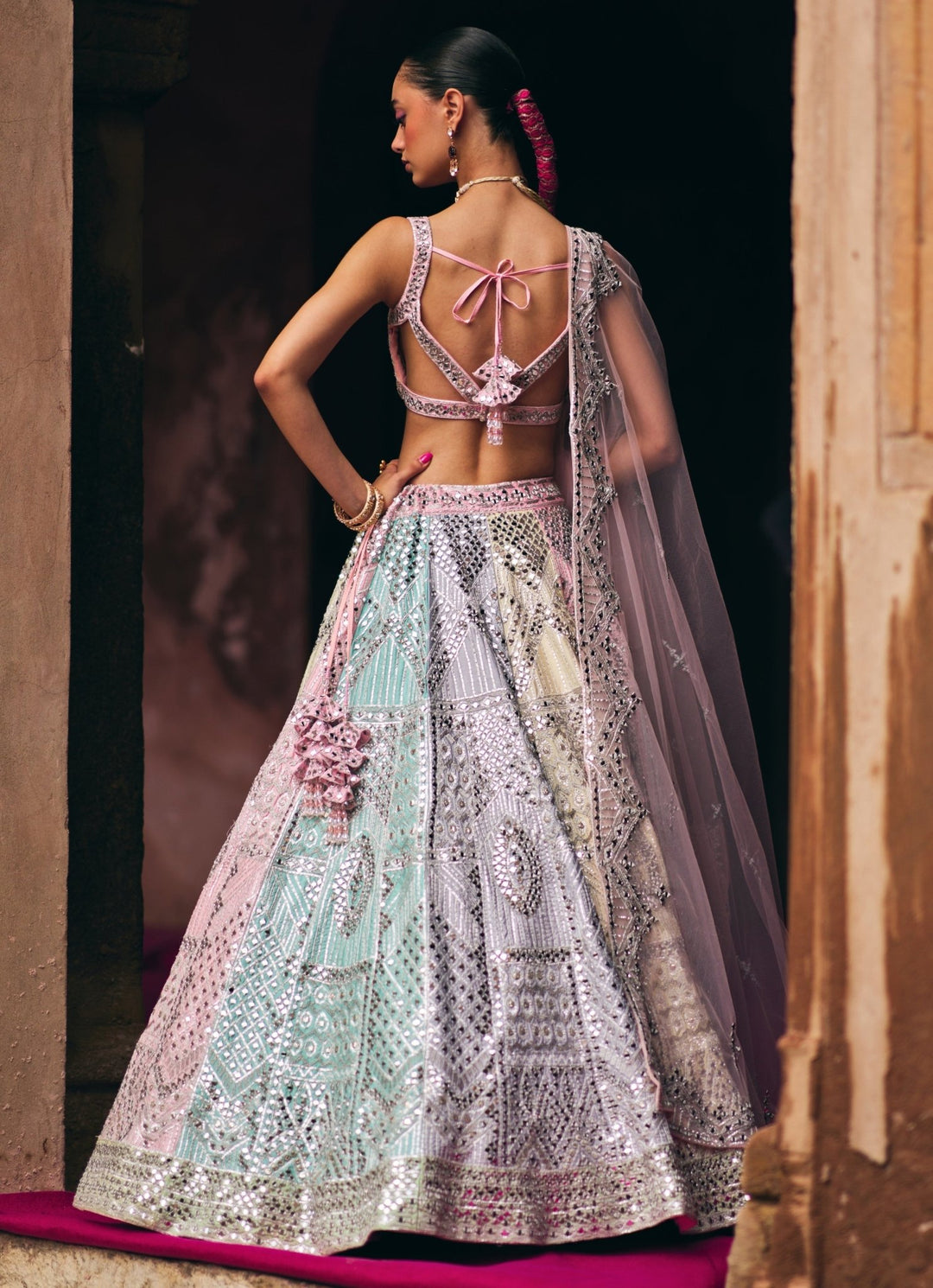 Multicolour Raw Silk Lehenga Set Angad Singh - Fabilicious Fashion