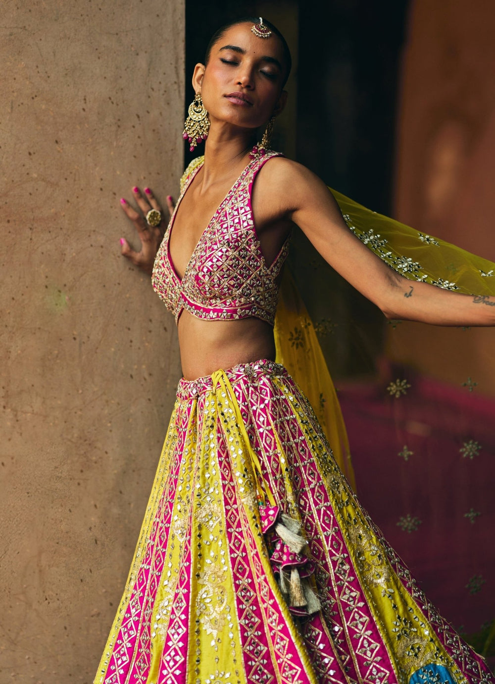 Multicolour Raw Silk Lehenga Set Angad Singh - Fabilicious Fashion