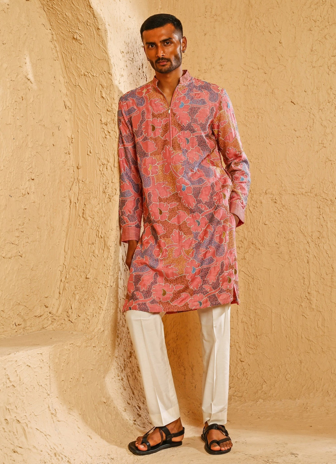 Multicolour Silk Blend Kurta Pants Set Chatenya Mittal - Fabilicious Fashion