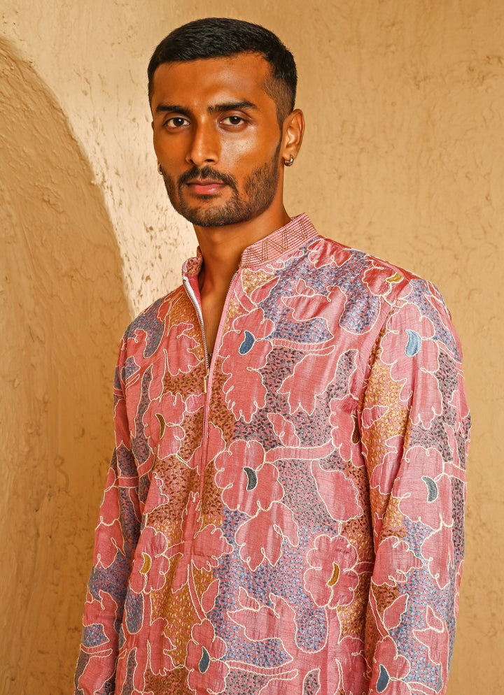 Multicolour Silk Blend Kurta Pants Set Chatenya Mittal - Fabilicious Fashion