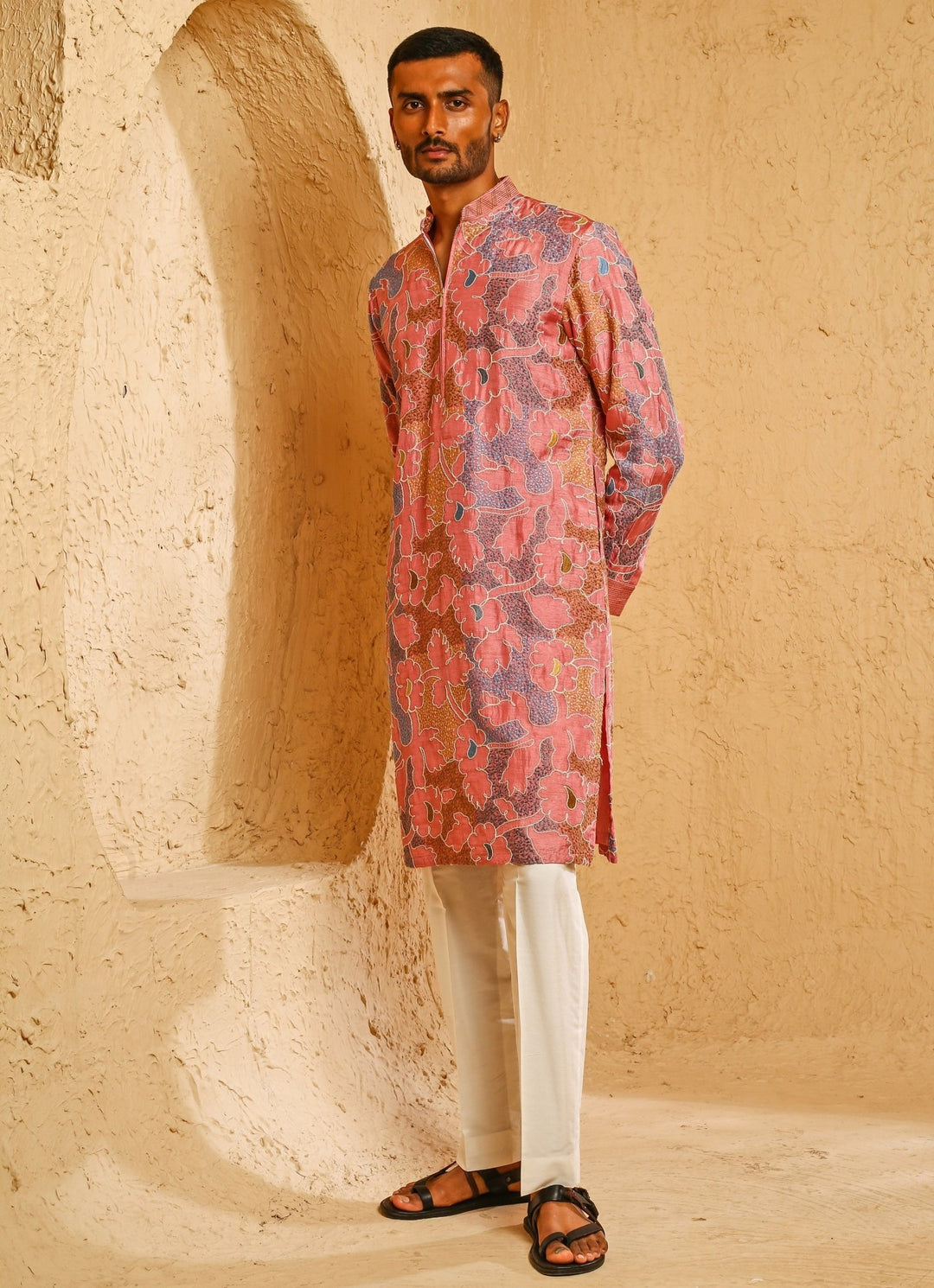 Multicolour Silk Blend Kurta Pants Set Chatenya Mittal - Fabilicious Fashion