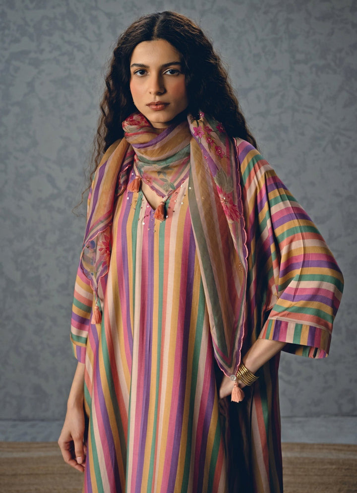 Multicolour Silk Kurta Pants Set Paulmi and Harsh X Ease - Fabilicious Fashion
