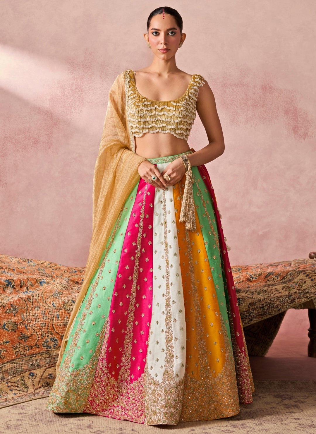 Chamee And Palak Multicolour Silk Lehenga SetFabilicious Fashion