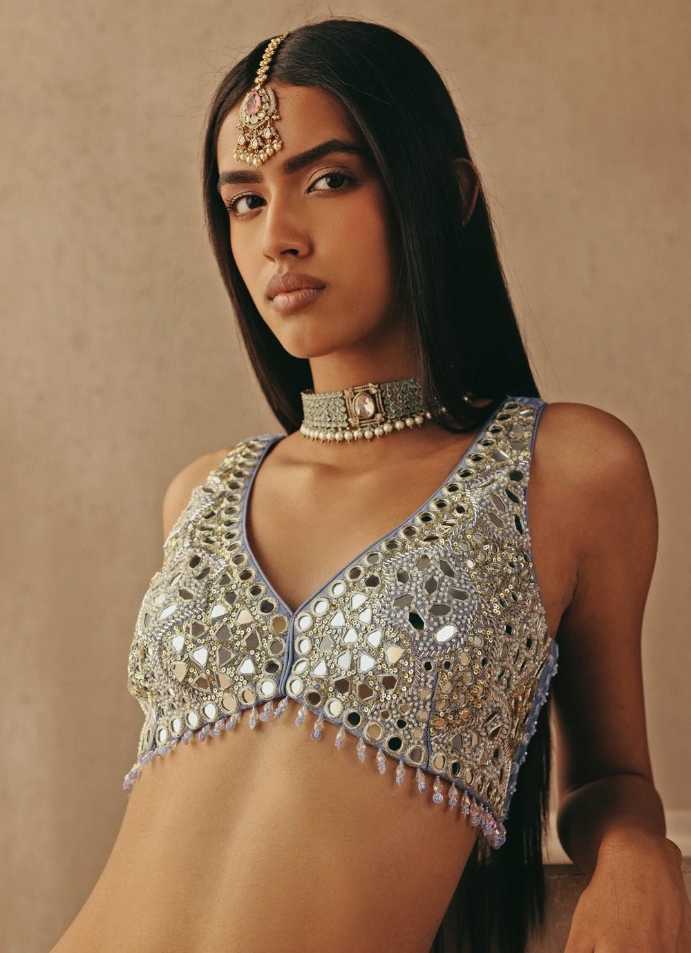 Multicolour Soft Net Sleeveless Blouse Twenty Nine - Fabilicious Fashion