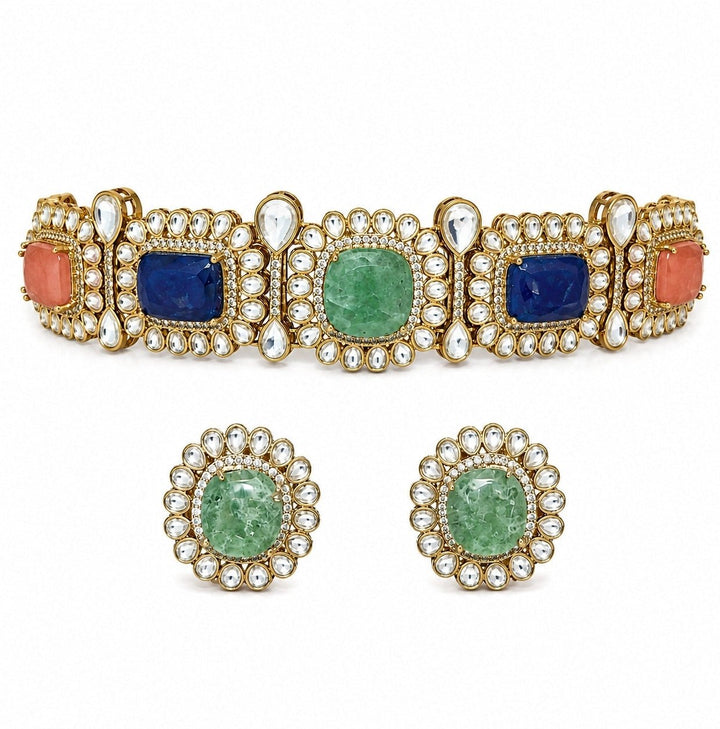 Vivinia By Vidhi Mehra Multicolour Stone And Kundan Choker SetFabilicious Fashion