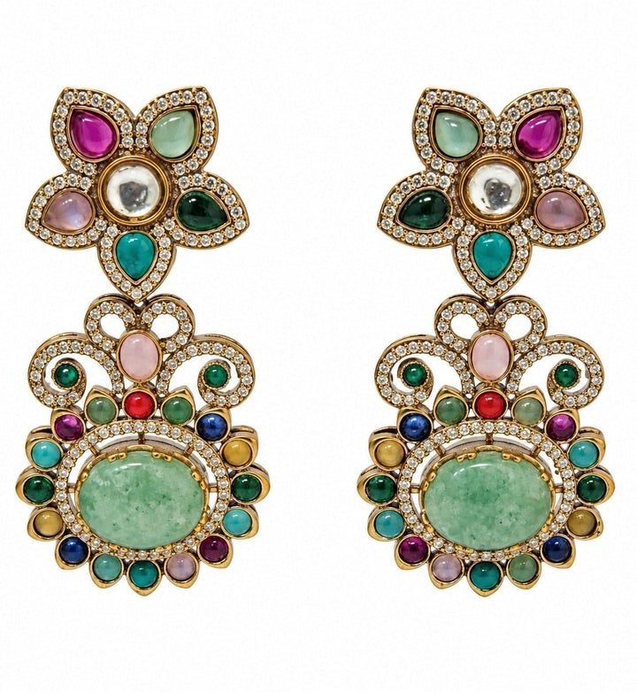 Vivinia By Vidhi Mehra Multicolour Stone Floral Statement EarringsFabilicious Fashion