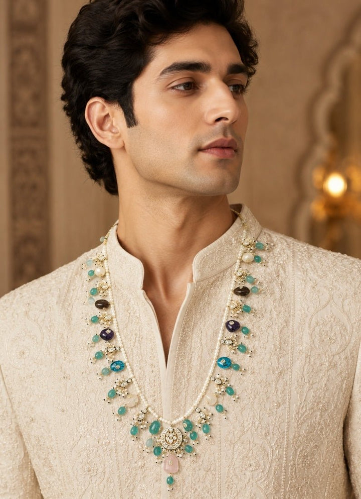 Vivinia By Vidhi Mehra Multicolour Stone Kundan Pearl NecklaceFabilicious Fashion