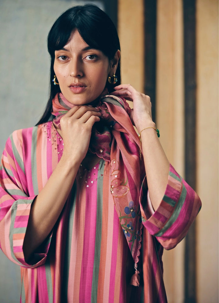 Multicolour Summer Kurta Pants Set Paulmi and Harsh X Ease - Fabilicious Fashion