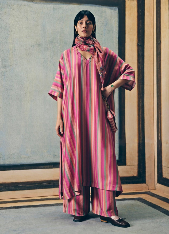 Multicolour Summer Kurta Pants Set Paulmi and Harsh X Ease - Fabilicious Fashion