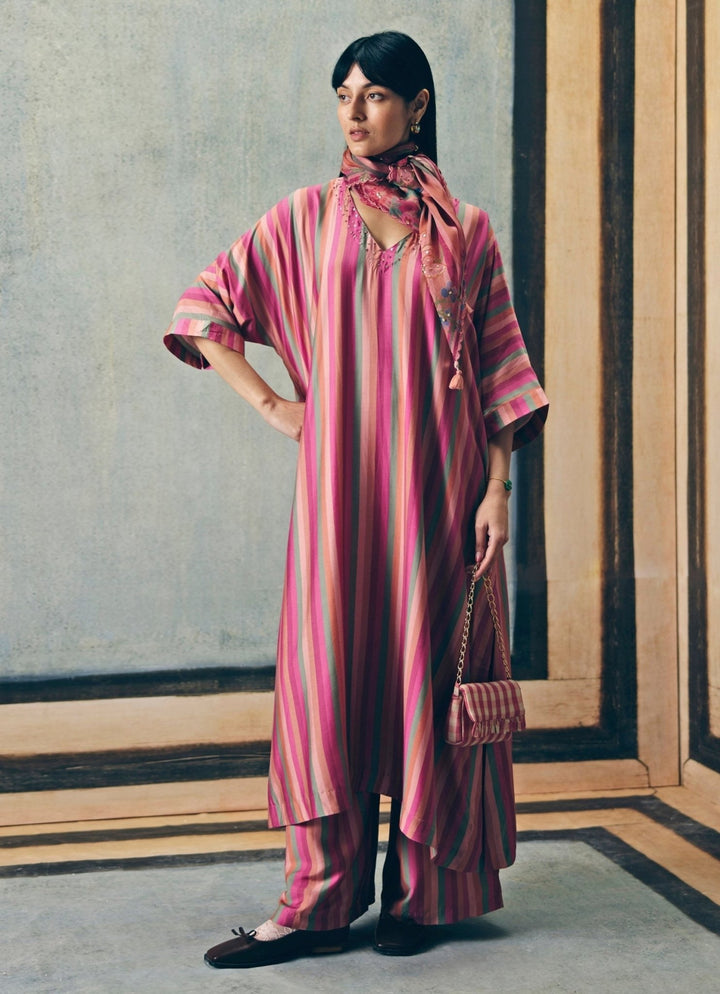 Multicolour Summer Kurta Pants Set Paulmi and Harsh X Ease - Fabilicious Fashion
