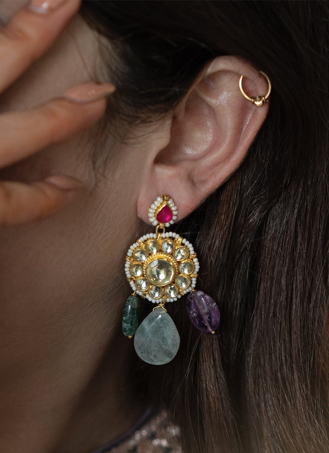 Do Taara Multicoloured Kundan EarringsFabilicious Fashion