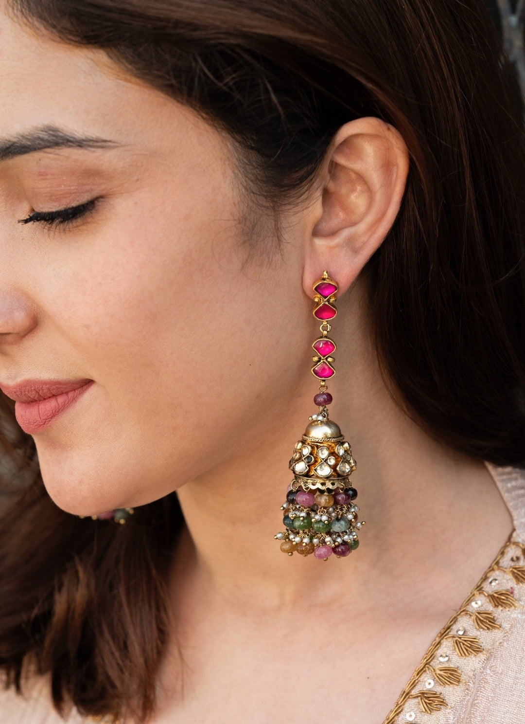 Do Taara Multicoloured Kundan EarringsFabilicious Fashion