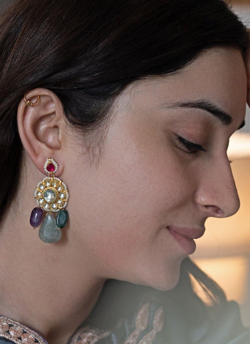 Do Taara Multicoloured Kundan EarringsFabilicious Fashion
