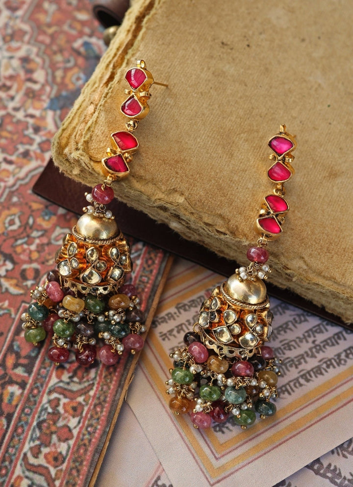 Do Taara Multicoloured Kundan EarringsFabilicious Fashion