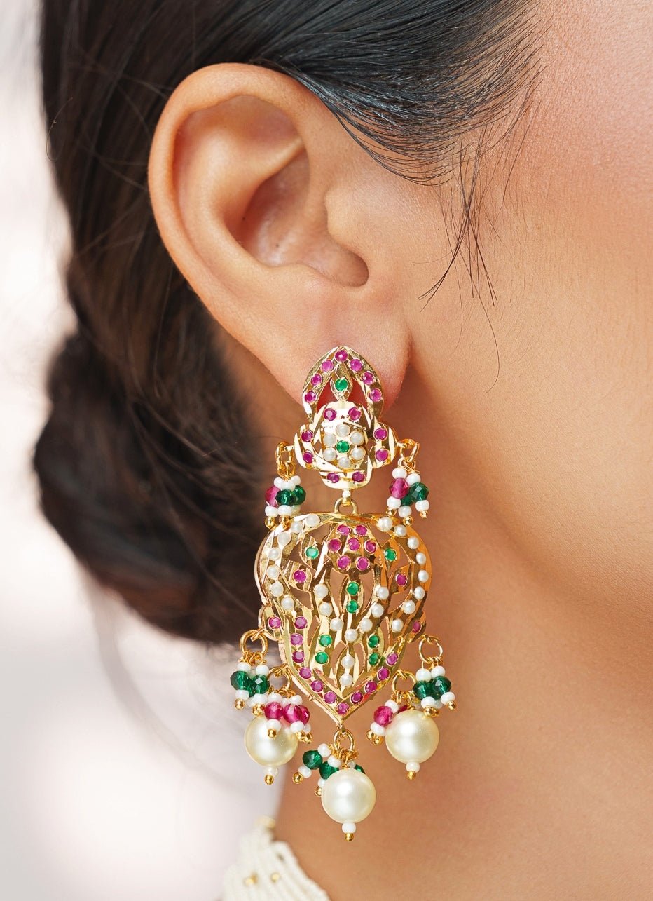 Multicoloured Kundan Jadau Gold Choker Set Zevar by Geeta - Fabilicious Fashion