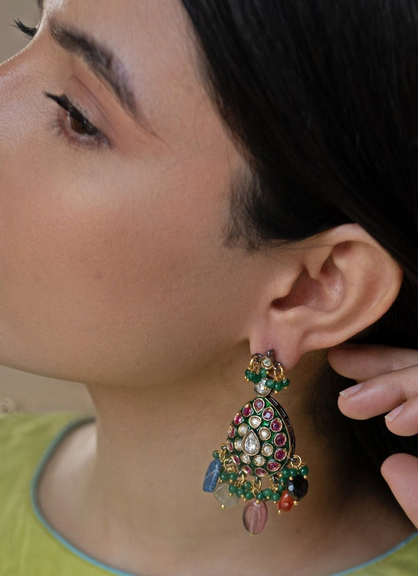 Multicoloured Polki Earrings