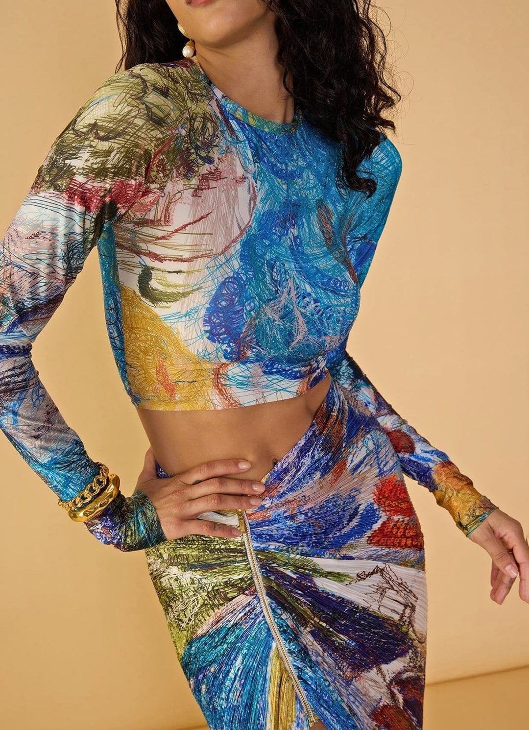 Multicoloured Printed Skirt Set Saaksha & Kinni - Fabilicious Fashion