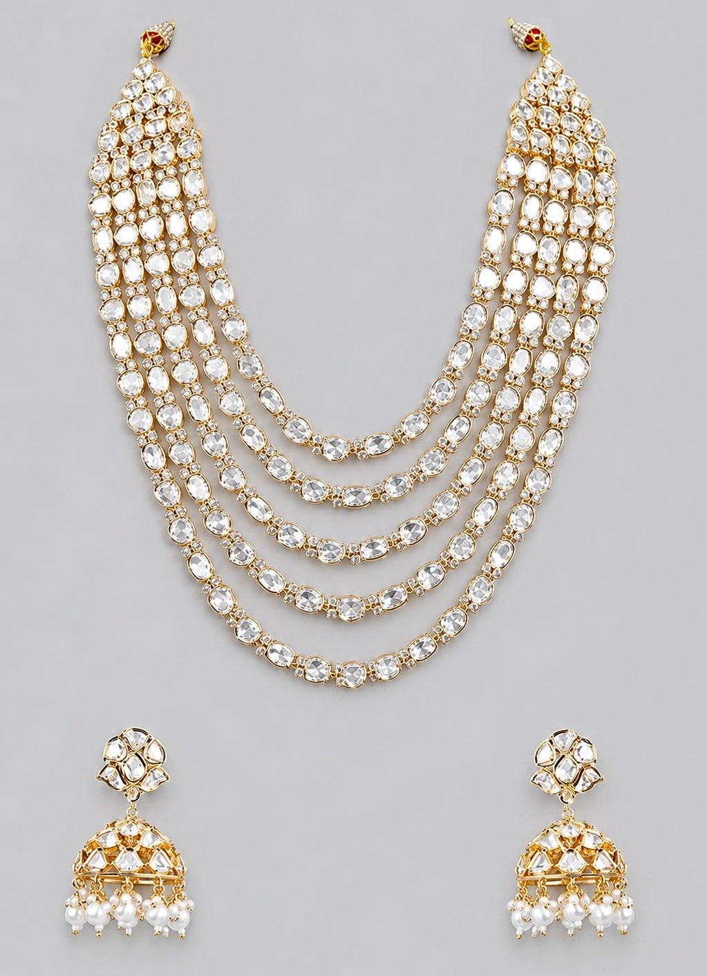 Zevar by Geeta Multilayer Long Kundan Necklace SetFabilicious Fashion