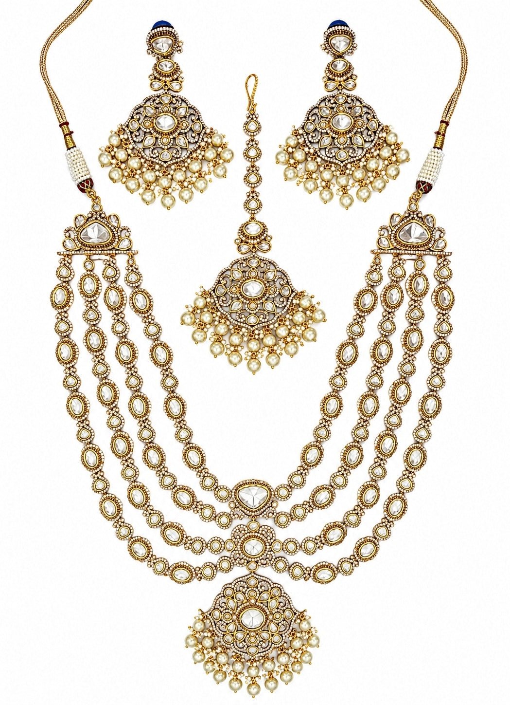 Zevar by Geeta Multilayer Polki Bridal Necklace SetFabilicious Fashion