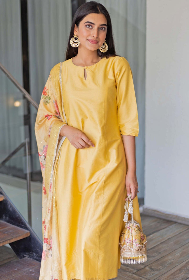 Mustard Brocade Bucket Bag AMYRA - Fabilicious Fashion