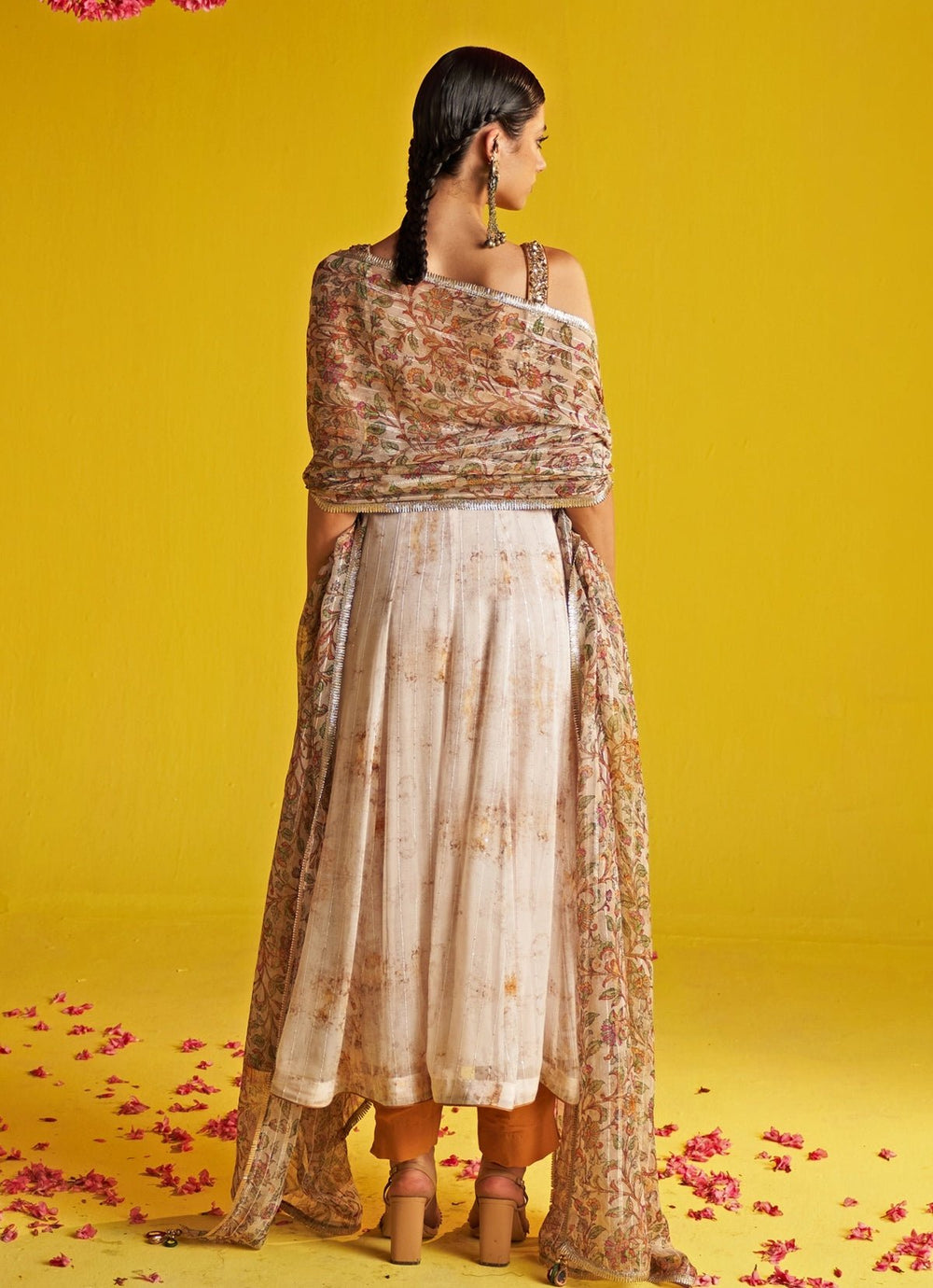 Mustard Gold And Ivory Embroidered Anarkali Set Studio Bagechaa - Fabilicious Fashion