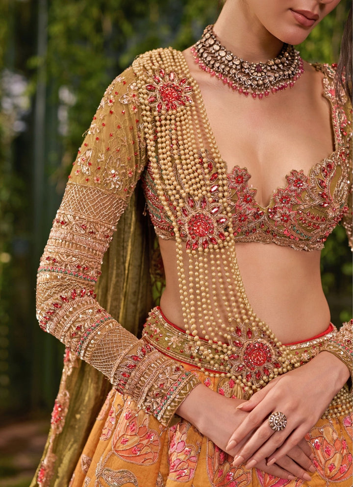 Jigar and Nikita Mustard Gold Silk Bridal Lehenga SetFabilicious Fashion