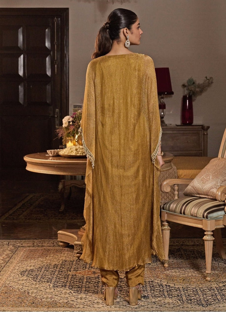 Mustard Gold Tissue Kaftan Pants Set Seema Thukral - Fabilicious Fashion