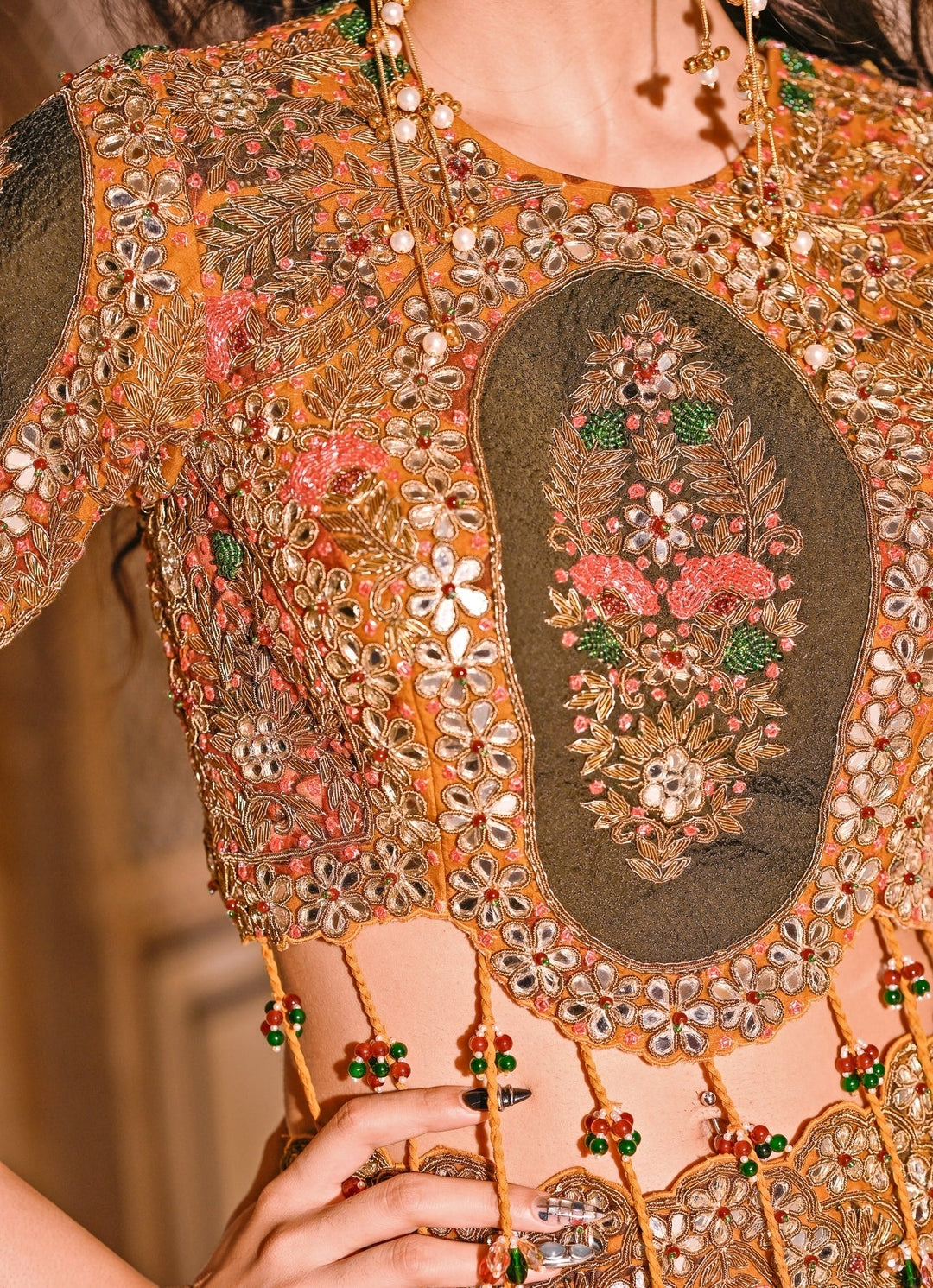 Juhi Bengani Mustard Yellow And Green Organza Lehenga SetFabilicious Fashion