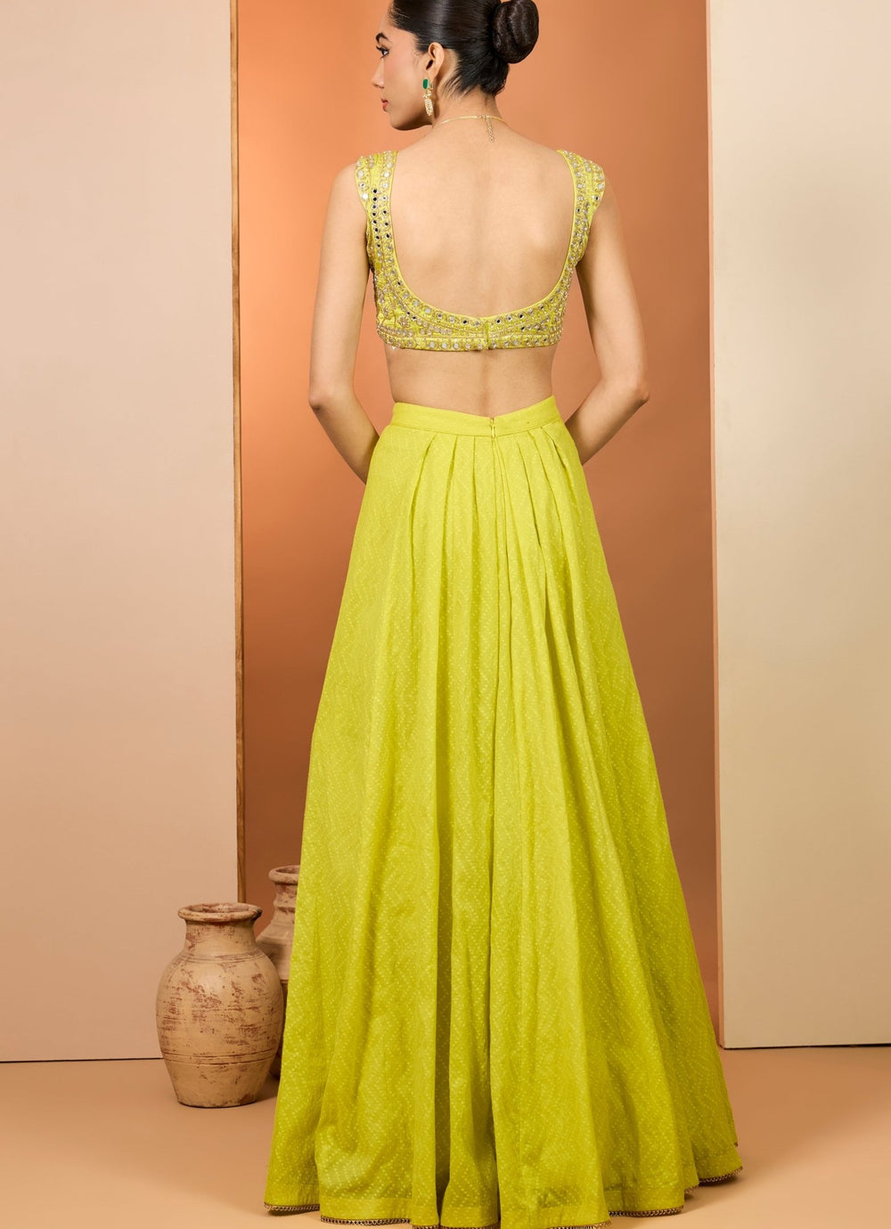 Mustard Yellow Banarasi Chanderi Lehenga Set Neha Khullar - Fabilicious Fashion