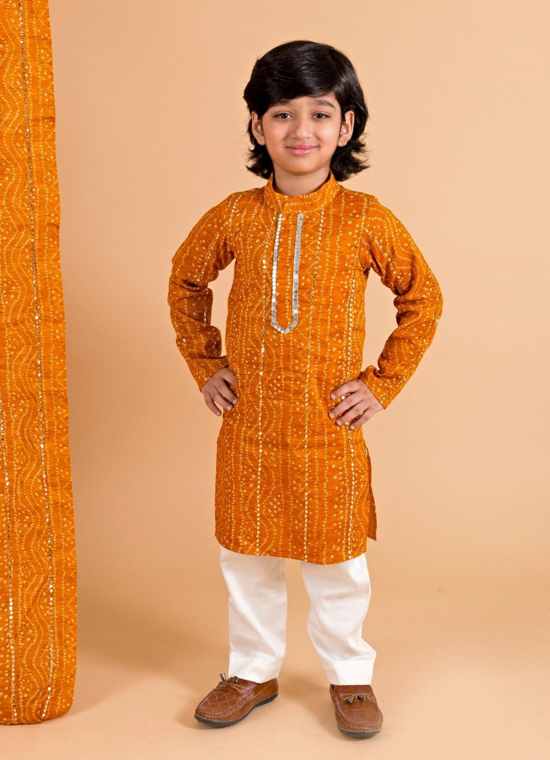 Mustard Yellow Bandhani Kurta Set Chotibuti - Fabilicious Fashion