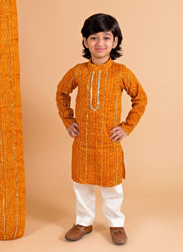 Mustard Yellow Bandhani Kurta Set Chotibuti - Fabilicious Fashion