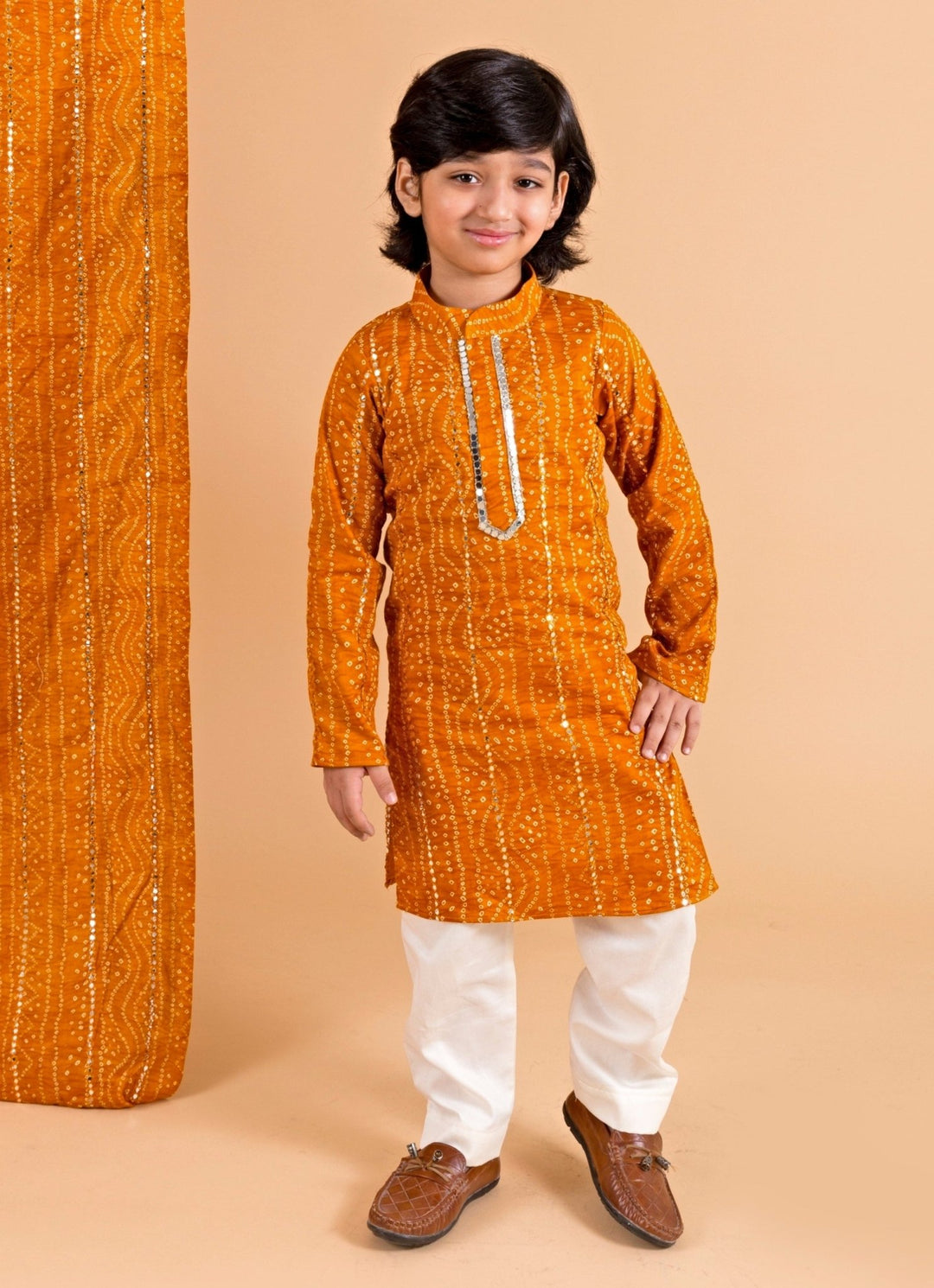 Mustard Yellow Bandhani Kurta Set Chotibuti - Fabilicious Fashion