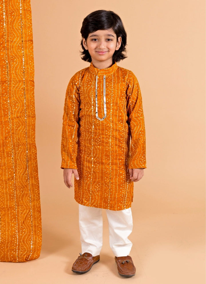 Mustard Yellow Bandhani Kurta Set Chotibuti - Fabilicious Fashion