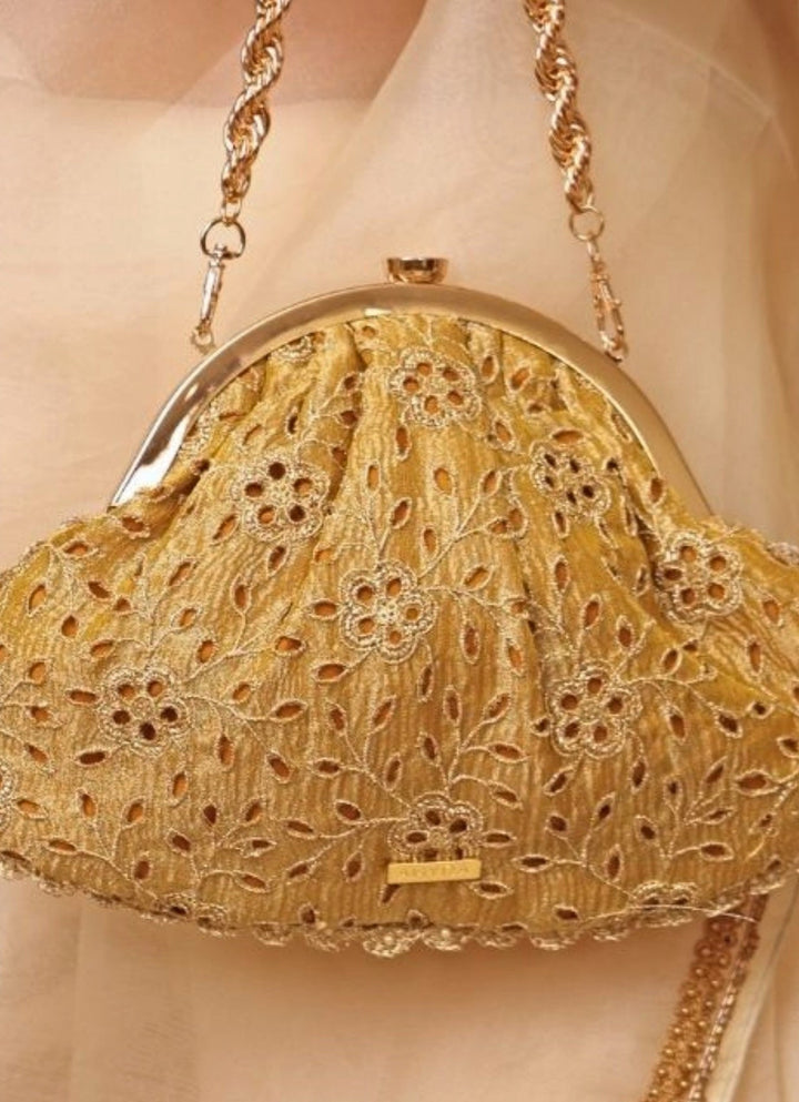 Amyra Mustard Yellow Cutwork Vintage PurseFabilicious Fashion