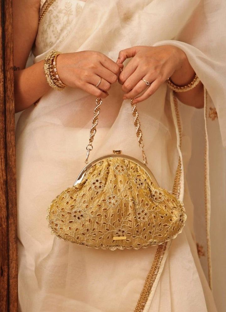 Amyra Mustard Yellow Cutwork Vintage PurseFabilicious Fashion