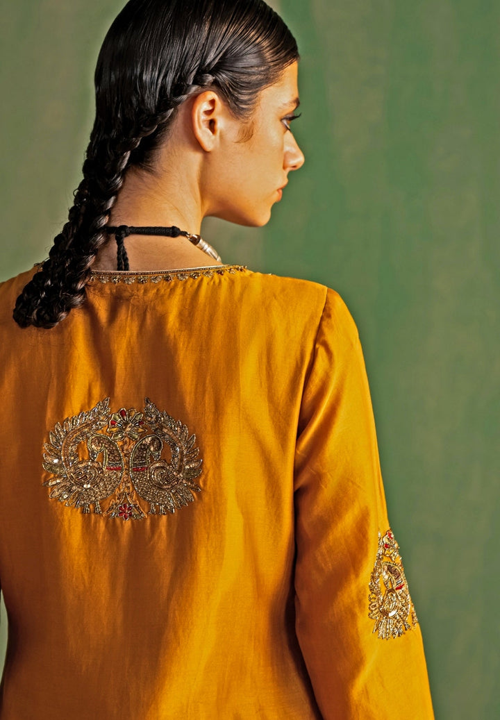 Mustard Yellow Embroidered Kurta And Tulip Pant Set Studio Bagechaa - Fabilicious Fashion