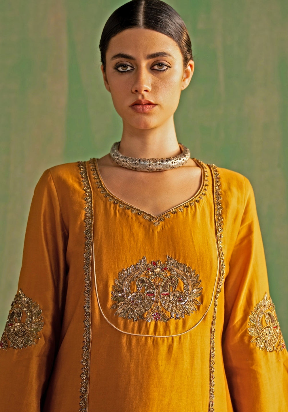 Mustard Yellow Embroidered Kurta And Tulip Pant Set Studio Bagechaa - Fabilicious Fashion