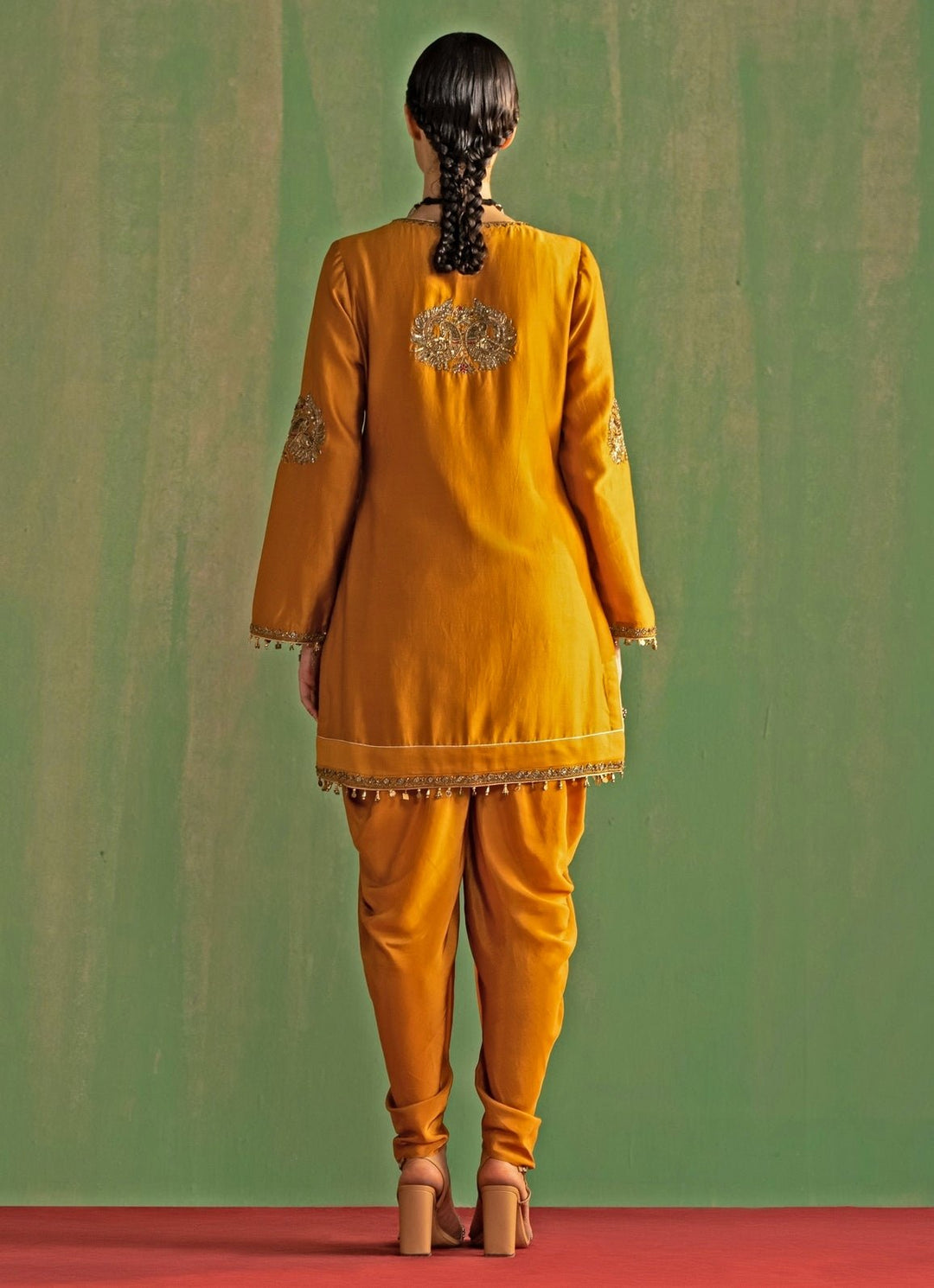 Mustard Yellow Embroidered Kurta And Tulip Pant Set Studio Bagechaa - Fabilicious Fashion