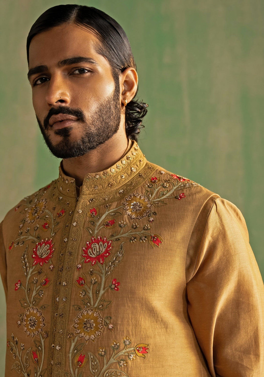 Mustard Yellow Embroidered Kurta Bundi Set Studio Bagechaa - Men - Fabilicious Fashion