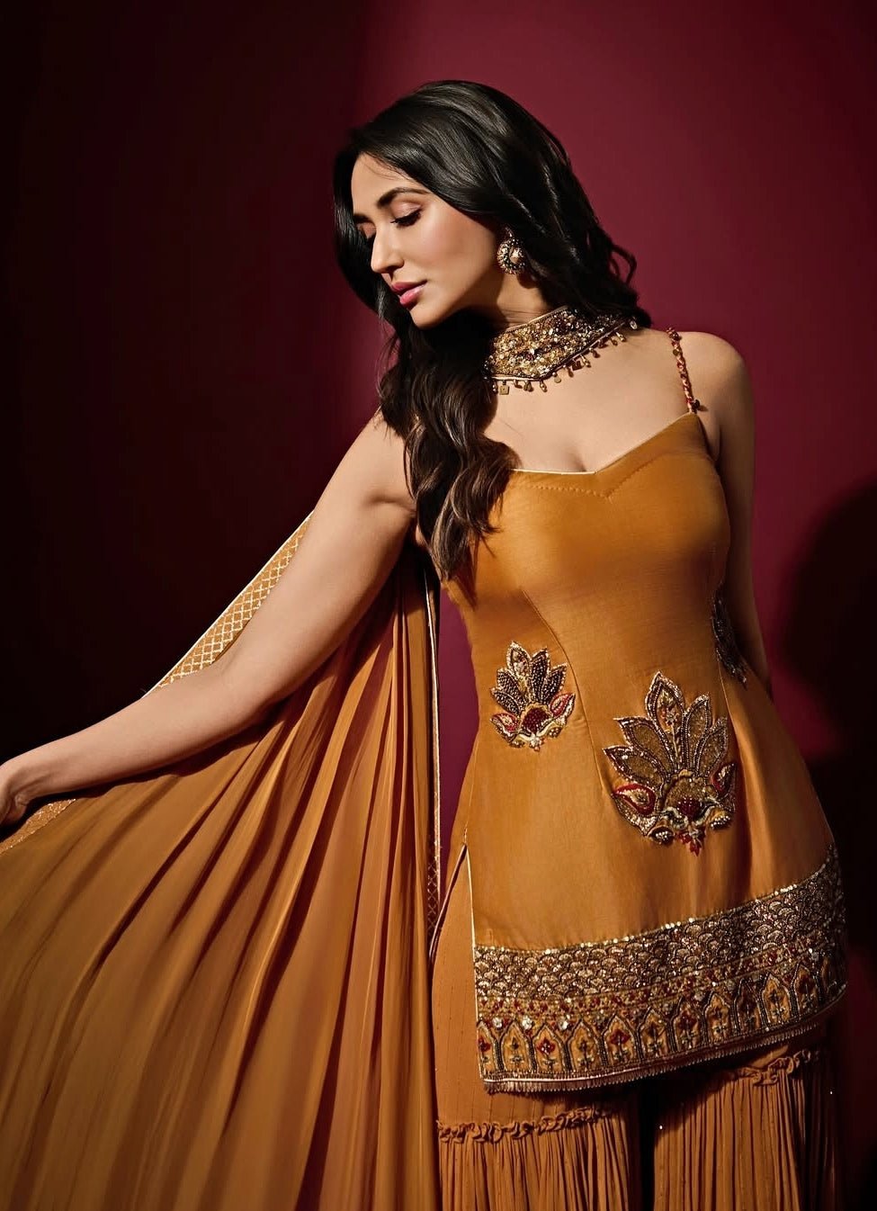 Studio Bagechaa Mustard Yellow Embroidered Kurta Sharara SetFabilicious Fashion