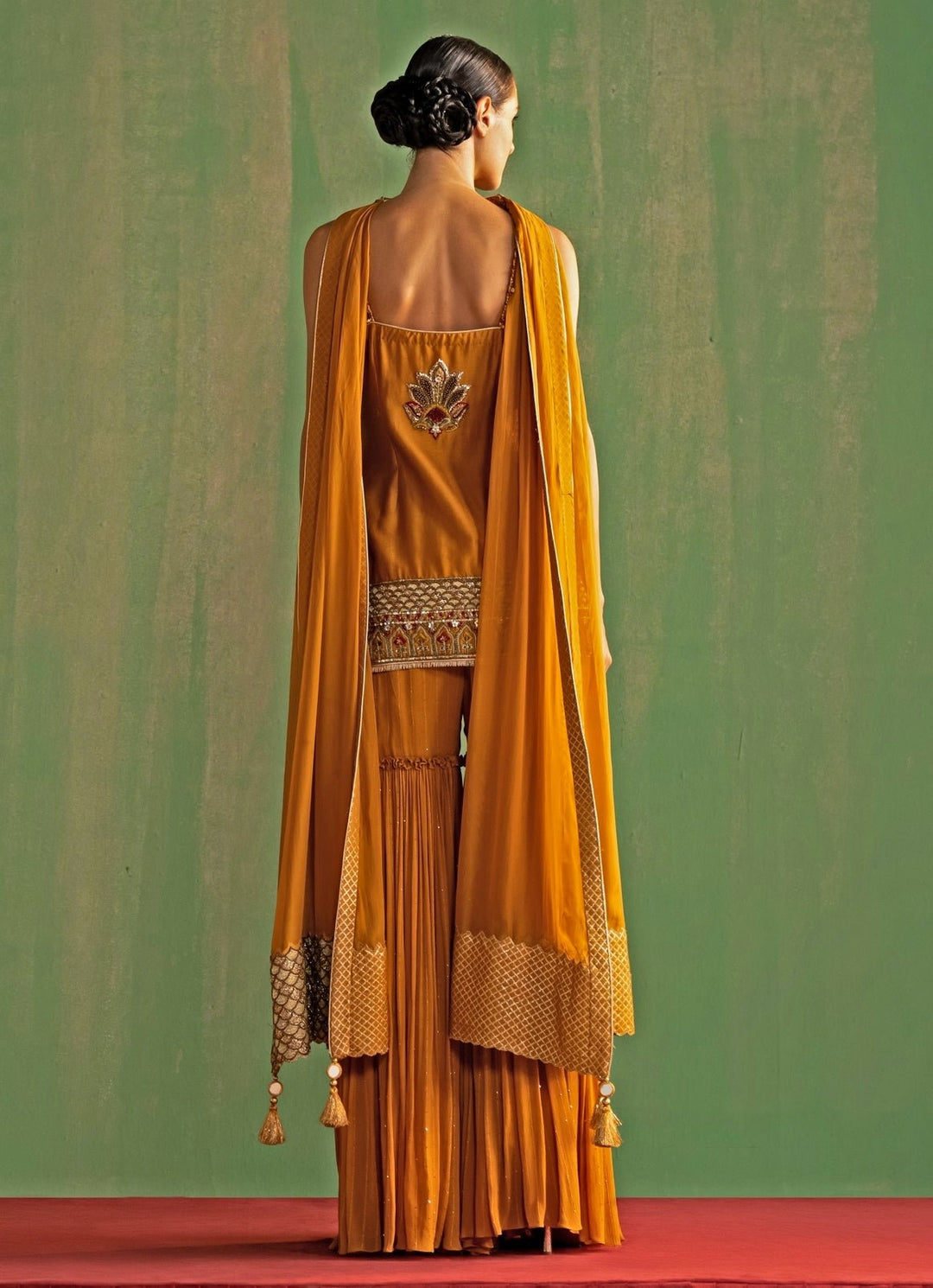 Mustard Yellow Embroidered Kurta Sharara Set Studio Bagechaa - Fabilicious Fashion