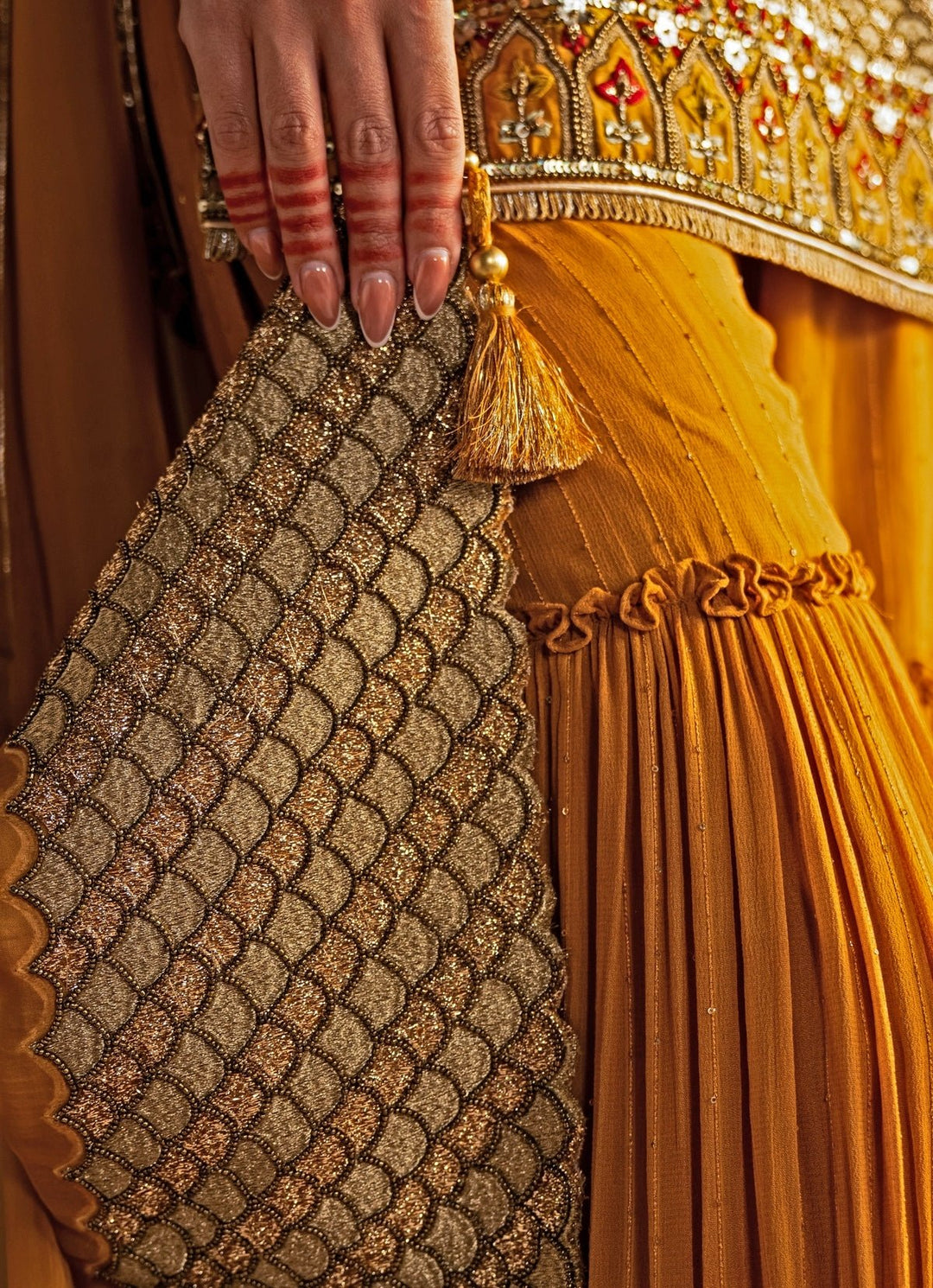 Mustard Yellow Embroidered Kurta Sharara Set Studio Bagechaa - Fabilicious Fashion
