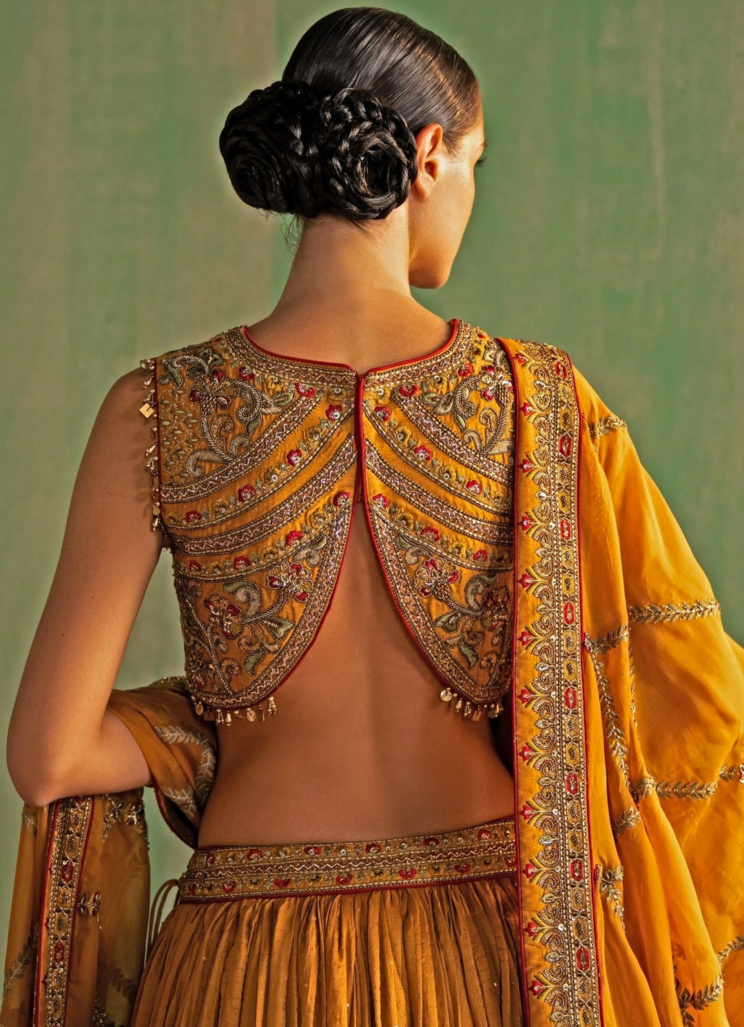 Mustard Yellow Embroidered Lehenga Set Studio Bagechaa - Fabilicious Fashion