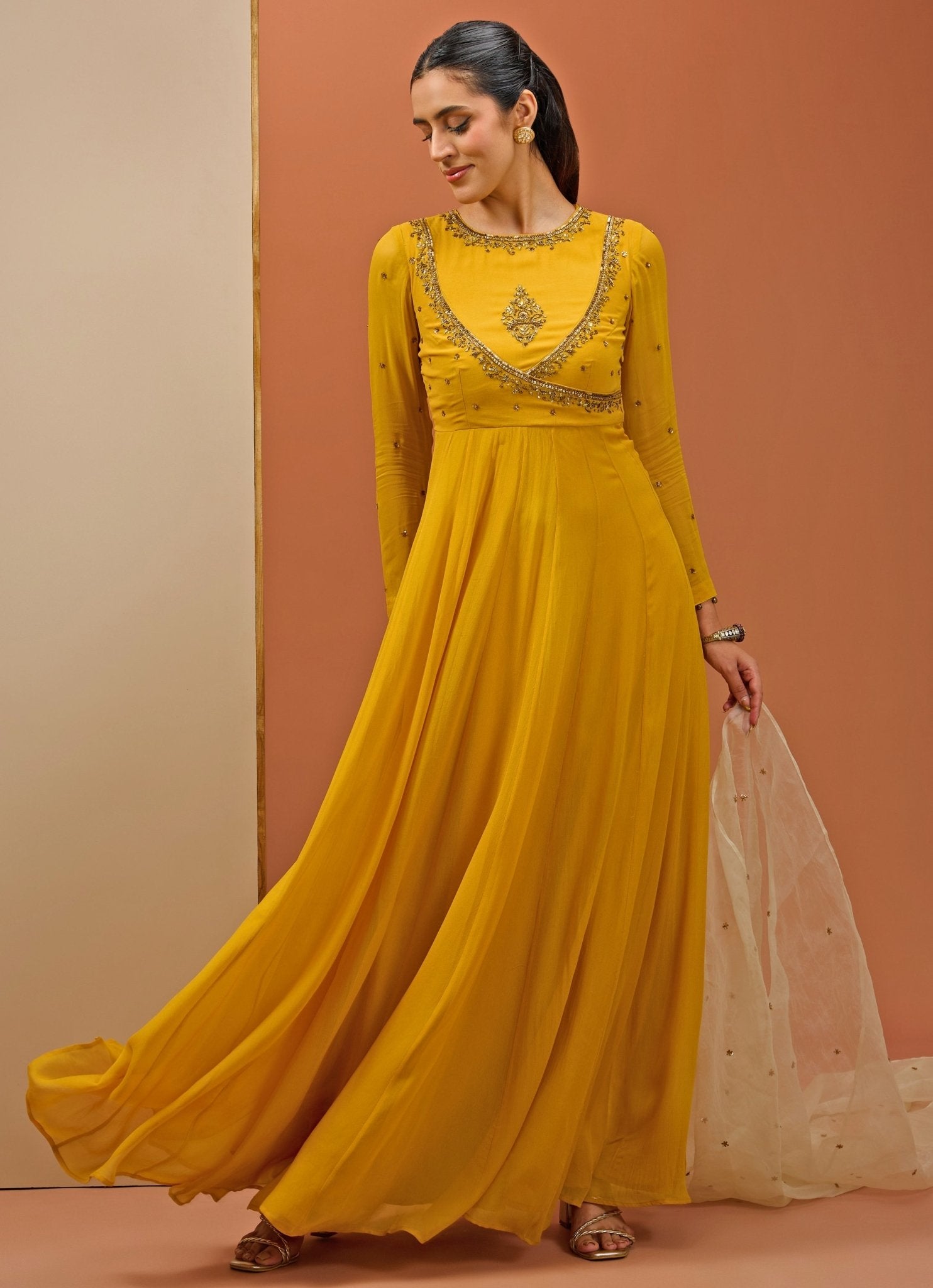 Mustard Yellow Georgette Anarkali